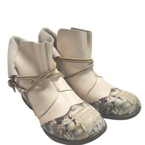 TMA Eyes Artist CKLE 1991 Y2K Leather Boots Newspaper Print Steampunk EU/40 US/9